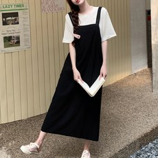 LUNA GIRL 女性夏洛特連身裙 L25SMOPS031107 含大尺碼, 黑色