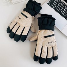 MarketA 男士拉鍊魔鬼氈運動手套 雙手配戴組, 奶油白, 1套