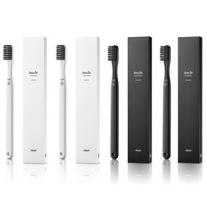 cliniel Bioplastic Tickle 雙重細軟毛牙刷 亮白+炭灰色, 4個