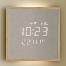 mooas 木質框架背光氣氛燈 LED壁鐘, 淺木色