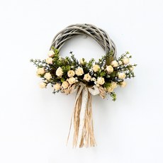 Garden in the City 迷你乾燥玫瑰花圈, 奶油色