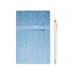 KKOMKKOMI 亮片日記本 + Bandy + 動物農場原子筆, 夢幻(日記本), 藍色(Bandy), 隨機出貨(原子筆)