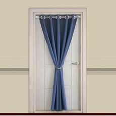 生活區 遮蔽亞麻遮光窗簾 穿孔式, 深藍色