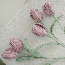 슬로우모먼츠 말랑 튤립 꽃다발 코바늘 DIY 초보 패키지 세트, 페일핑크, 1세트