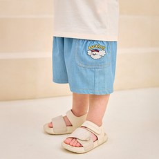 milkmile 兒童透氣抓皺口袋丹寧四分褲