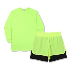 ILLUSO 女款寬鬆版長袖防磨衣上衣 + 三分層搭短褲套組