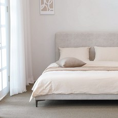 퍼리든 로우니 스퀘어 패브릭 침대 프레임 방문설치, 아이보리