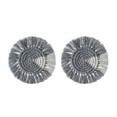 GUNU 보헤미안 짜임 코스터 플레이드 투톤 포인트 원형 2p, 화이트