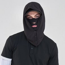 sun maskin 高爾夫球遮陽連帽面罩 可拆式, 黑色