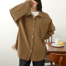 Bori 燈芯絨寬鬆版型襯衫 大尺碼孕婦裝 La719