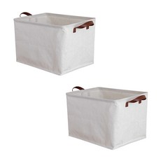 더자카 모던 다용도 린넨 바스켓, 화이트, L(42 x 31 x 28 cm), 2개