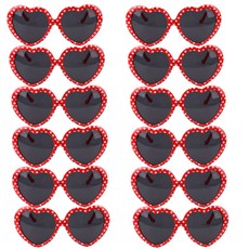 派對朋友愛心圓點眼鏡, 12個, 紅色