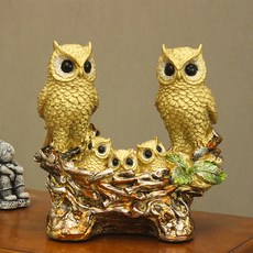 室內巢穴貓頭鷹裝飾品 kkkd045, 金色