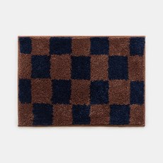보웰 푹신한 롱파일 자카드 발매트, 체커보드(브라운)