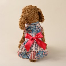 Yoreongae 寵物復古蝴蝶結公主洋裝, NO 02 紅色, 1個