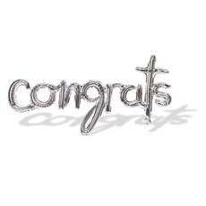 congrats 草寫體氣球, 3個, 銀色