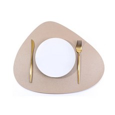 키친어썸 조약돌 가죽 방수 식탁매트, 브라이트베이지, 1개