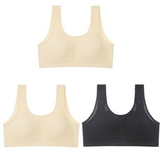 女款網眼無鋼圈無痕內衣 膚色 2入+黑色 1入組合