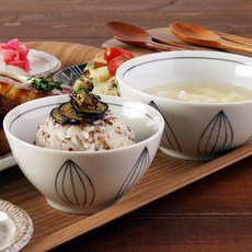 O'chairs 奶油白圖案陶瓷碗 4人份 8入組合, 花, 飯碗 4入+大碗 4入