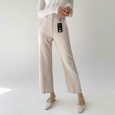 플랜데이 여성용 수선필요없는 하이웨스트 투버튼 와이드 슬랙스