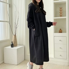 에베쏘 임부 빅사이즈 기모 머쉬룸 후드 원피스 4205