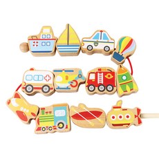Todolibro 木製交通工具積木穿繩遊戲組, 1組