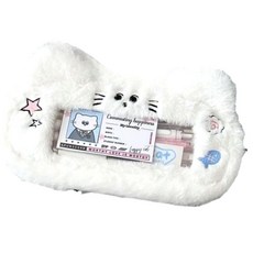 特別商店 毛絨絨貓咪鉛筆盒收納包 粉紅星星貓, 1個