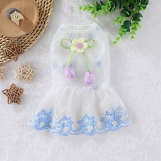 Artipet 寵物網紗3D花朵洋裝, 藍色, 1個