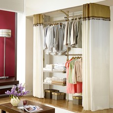 홈앤하우스 프라임 네오 골드 드레스룸 행거 우드 3폴, 브라운 + 아이보리