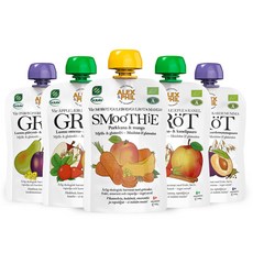 ALEX&PHIL 鮮果泥 5入, 蘋果肉桂口味+水梨荳蔻口味+紅蘿蔔芒果口味, 1組