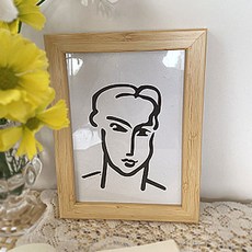 單人房裝飾桌上型藝術線條畫木框 A, 單一顏色, 1個