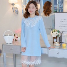 孕婦蕾絲長袖連身裙