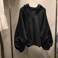 PEONIST 寬鬆V領氣球袖大學T連帽衫