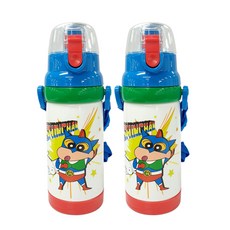 LE BARN 蠟筆小新按壓式水壺 2入, 混色, 470ml