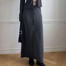 라라온 골지 니트 허리 스트랩 롱 스커트 25TSP3496
