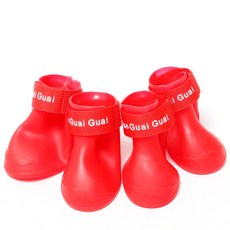 寵物下雨天散步雨鞋 4入, 02紅色