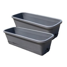 오늘의공감 고급 사각 플라스틱 슬릿 화분, 블랙, 2개