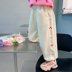 Starbean 女童可愛刺繡簡約束口褲