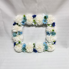 靈骨塔墓碑裝飾用迷你花圈框, 白+藍