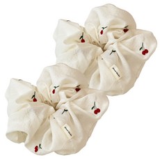 ROSICLER Cherry Blanc 刺繡大腸髮圈 2入