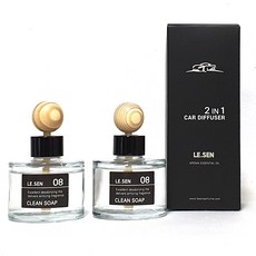 Lessen 2in1 汽車內飾和汽車擴散器 100ml 2p, 乾淨的肥皂, 2個