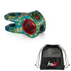 LUNJE 自行車把立 31.8 x 50 毫米 + 獨家袋套組 CYYP-93-6PU, 藍金（莖）, 1套