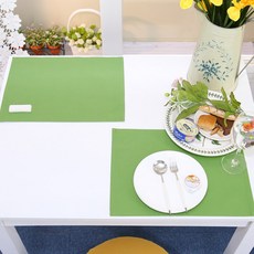 나산데코 순면 테이블매트 2p, 포레스트그린, 40 x 30 cm