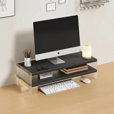 더플로우커머스 데이톤 밸런스 아크릴 데스크 스탠드 모니터 받침대, 블랙 2단