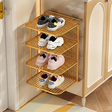 소유공간 홈 레이어드 칸막이 신발 수납 정리대 4단 M S261-0259, 골드(261-0259GOM), 1개
