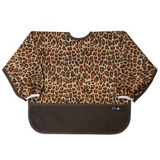 플리에 배색 방수 긴팔턱받이, 16브라운호피, 1개, 1매