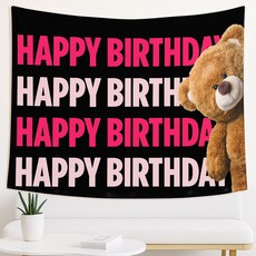 미미파티 파티 셀프 장식 플라넬 고급원단 생일 현수막, 10 핑크베어