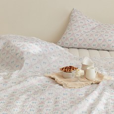 maatila 夏日浪漫雪花泡泡紗單毯SS綠花園, 法式蝴蝶結