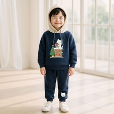 KIDSCOMO 兒童刷毛Bless連帽套裝