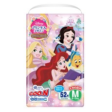 GOO.N 大王 elleair 艾黎艾爾 日本境內版 迪士尼公主紙尿褲/尿布 6~12kg, M, 52片